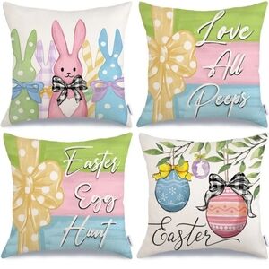 18x18 Set of 4 Easter Pillowcases. Good for indoor or outdoor use